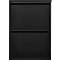 [en.casa] Zapatero Sokndal 2 Puertas Abatibles Metal 71 x 50 x 15 cm Negro Organizador de zapatos 50x71cm
